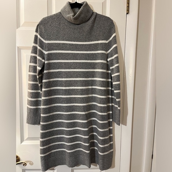 J. Crew Sweater Dress Gray and White Striped Turtleneck - Picture 12 of 12